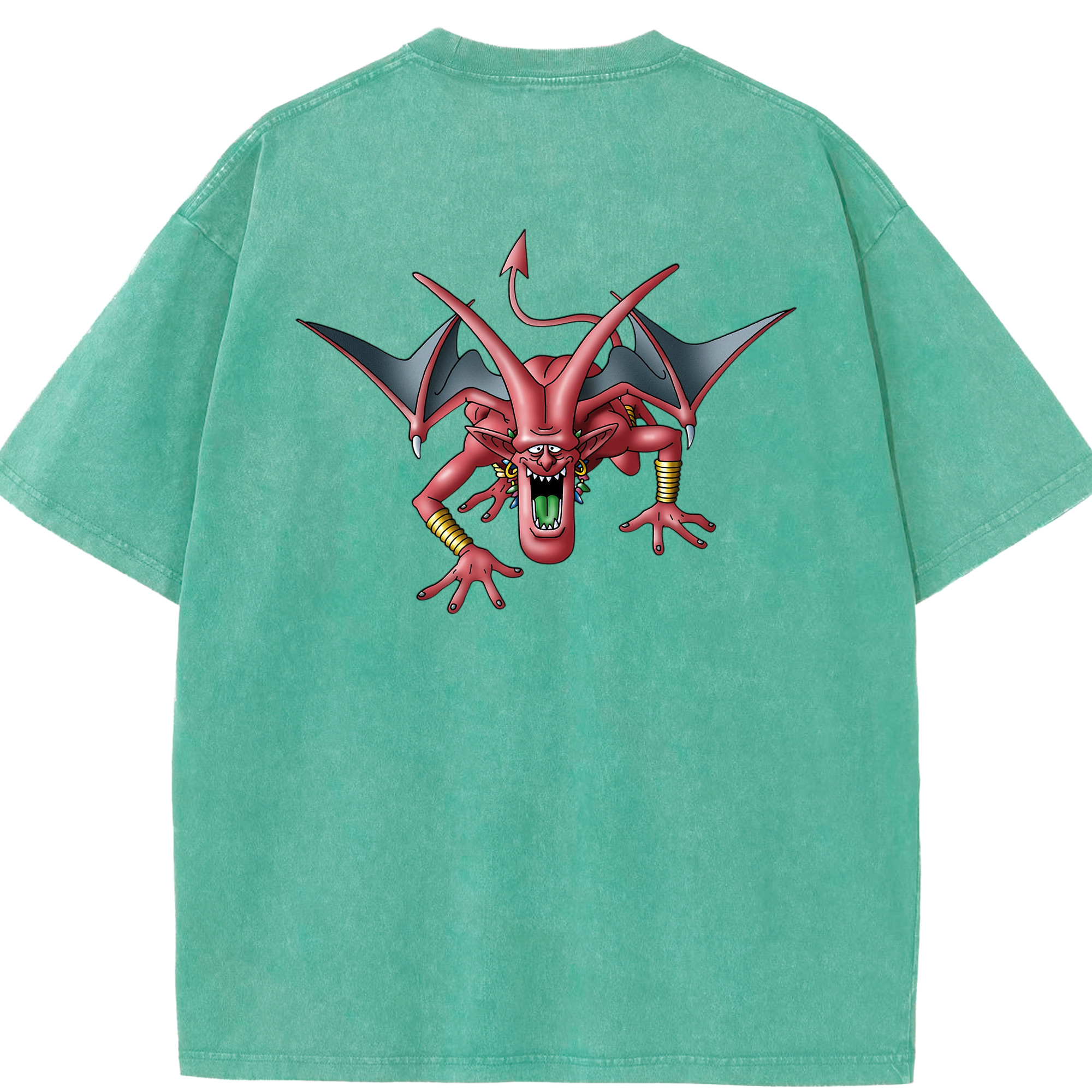 （画像用） ドラゴンクエスト Doragon Kuesuto Dragon Quest 綿100% ヴィンテージ風 半袖Tシャツ（背面プリント）